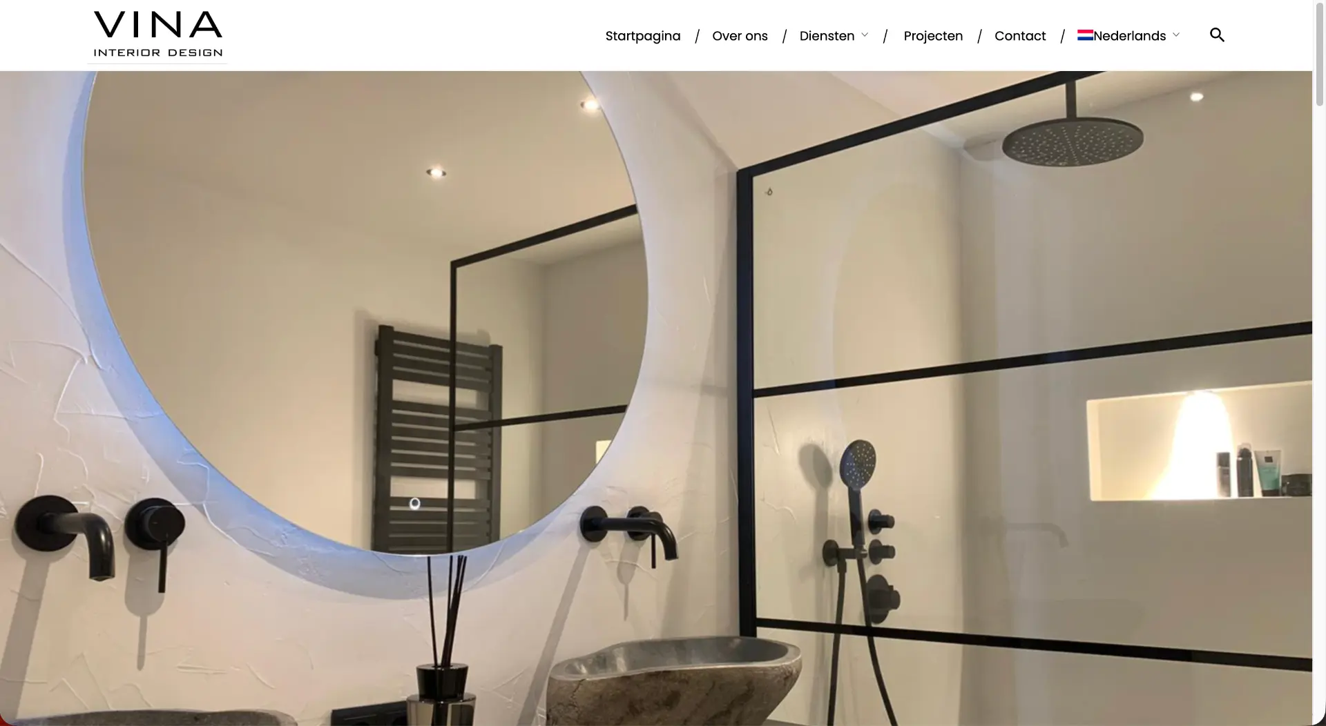 Homepage van Vina Interior, gemaakt door AESLY