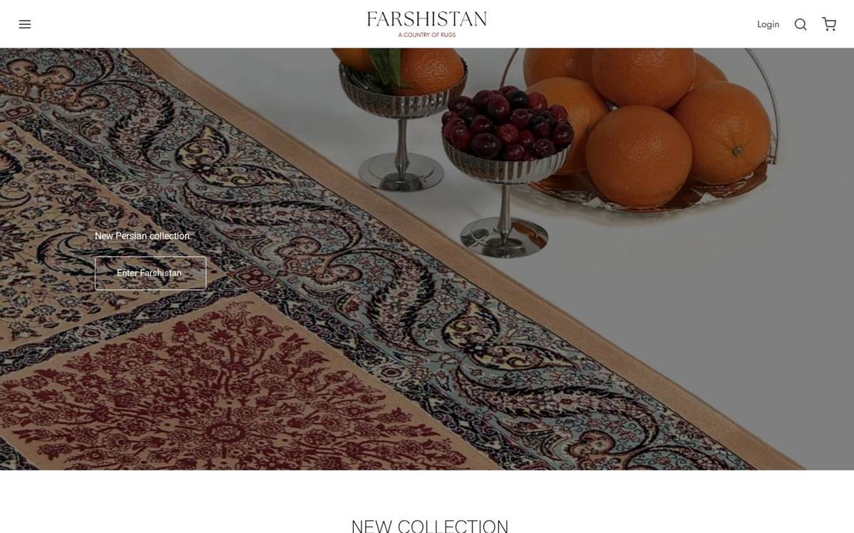 Homepage van Farshistan, gebouwd door AESLY
