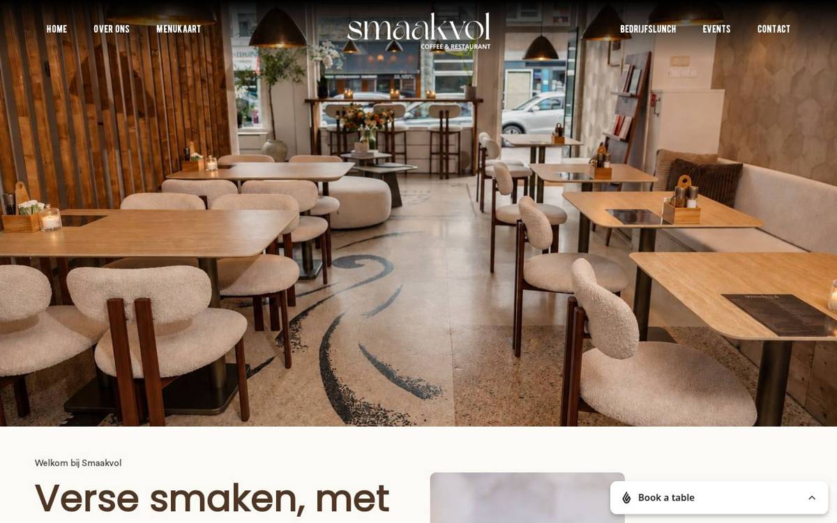 Homepage van Smaakvol, gebouwd door AESLY